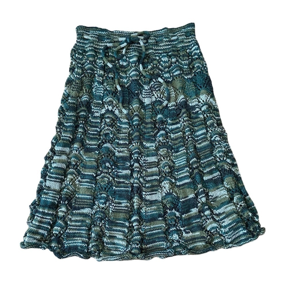 Hand Knit Green Cottagecore Grannycore Skirt Size 4-10